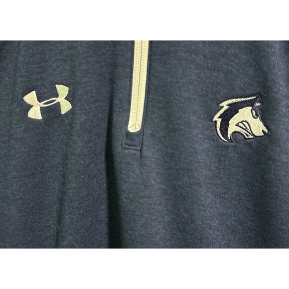 Under Armour Shirt XL Navy ColdGear 1/4 Zip Pullover Logo Wolf Husky Team Issue - Picture 4 of 6